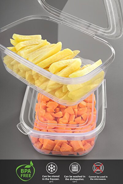 Meleni Home 1Lt Airtight Organizer - 5 Pieces of Storage Container with Leak-Proof Lid, Suitable for Deep Freezer