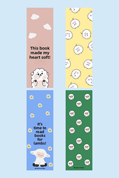 sumicorn مجموعة إشارات مرجعية منقوشة على شكل خروف لطيف مكونة من 4 قطع