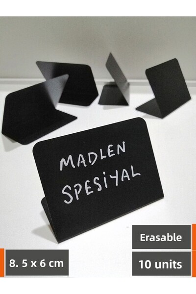 Şeffaf Etiket Produs negru - 10 suporturi de afișare, tablă șters și etichetă de preț