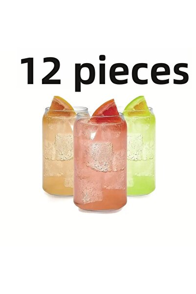 Hiras Dizayn 12Pcs Heat Resistant Borosilicate Glass Cocktail & Soft Drink Cups Cold Coffee Drink Cups 420ml