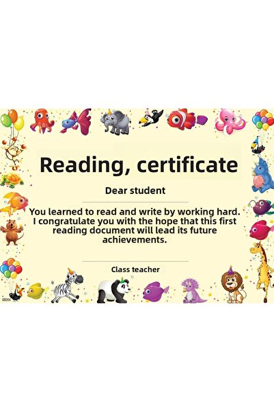 uzaktangelir شهادة القراءة في المدرسة الابتدائية 1 كرتونة عجين سميكة (5 قطع) ...