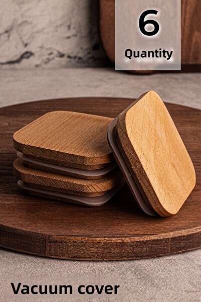 Snippy Bella Milla 6-Piece Soft Square Elysia Timeless Wooden Vacuum Square Lid Set