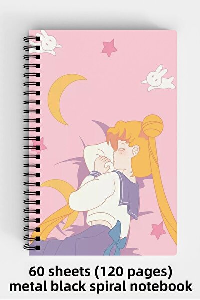 Anime Marketi دفتر ملاحظات ذو غلاف صلب مقاس A5 بتصميم Moon Warrior 120 ورقة