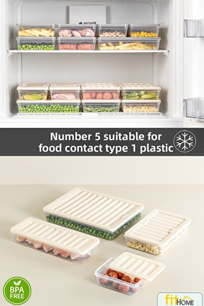 FİTHOME Set of 3 Freezer Refrigerator Freeze Organizer Microwavable Airtight Storage Container