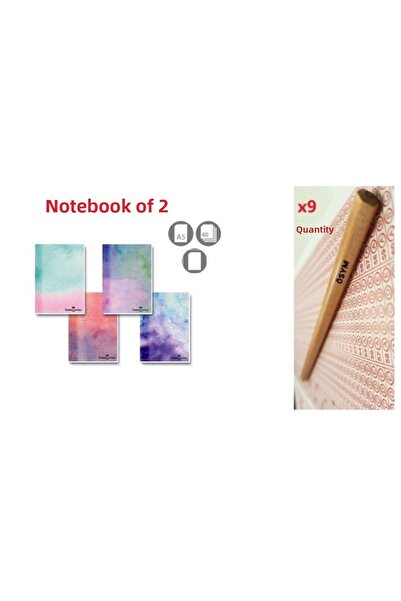 Faber Castell Kdik A5 دفتر ملاحظات بألوان مائية مكون من قطعتين و9 أقلام امتحان طبيعية