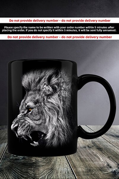 yhfoto Black Lion Mug - Reversible Printed Leon Mug Cup with Porcelain Inside...