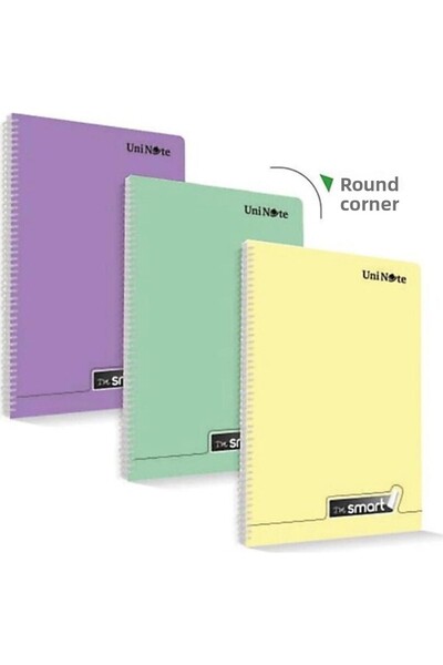 ÇINAR DEFTER Caiet spiralat I'm Smart 60 pagini, pachet de 5: liniat + cu carouri + fără linii