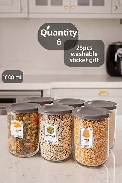ela777 طقم جرة حاوية تخزين زجاجية مكونة من 6 قطع مع غطاء ثنائي مانع للتسرب سع...