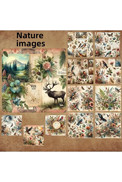 Pink Swan Craft Vintage Nature Images Set de 12 autocolante pentru albume de ...
