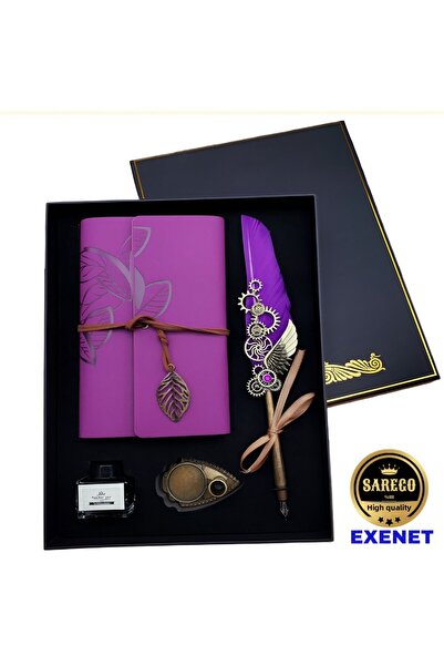 EXENET Vintage Feather Notebook Pen Set - Special Ink, Brass Base, Nostalgic ...