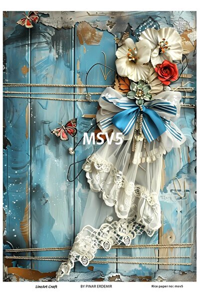 LİNEART ورق تزيين الأرز من سلسلة فينتاج بلو مقاس 30 × 42 سم رقم: msv5