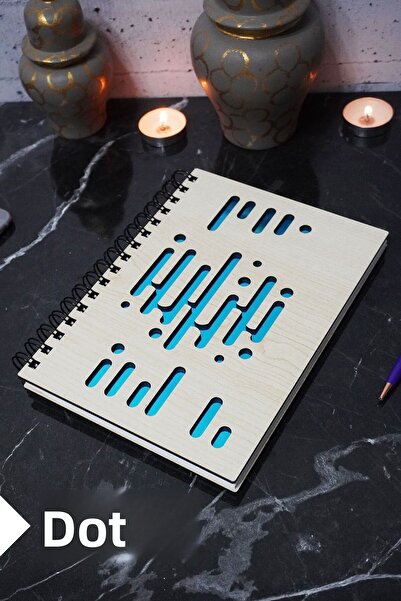 markcat دفتر ملاحظات ذو طابع إيقاعي موسيقي بغطاء خشبي - جدول أعمال منقط وكتاب...