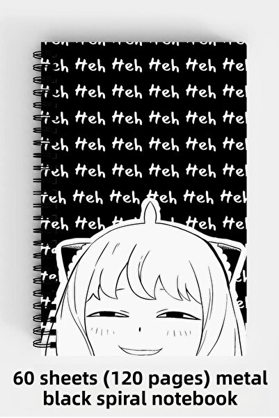 Anime Marketi دفتر Spy X Family Heh Design A5 بغلاف صلب حلزوني 120 ورقة