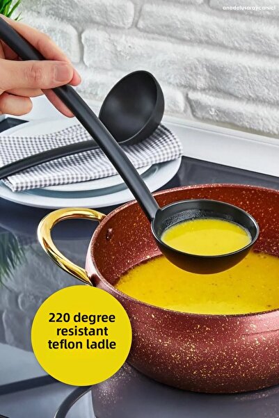 ÖzSa Home 5-Piece Luxury Fireproof Non-Stick Teflon Coated Serving Set Ladle Colander Spatula Spoon Plastic Serving Set