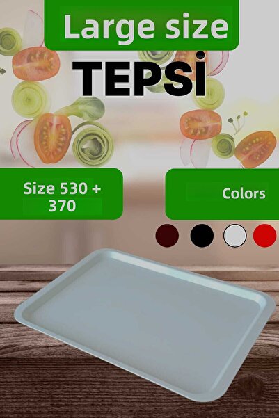 Baby Turco صينية تقديم طعام بلاستيكية بيضاء كبيرة الحجم (53×37) باللون الأبيض