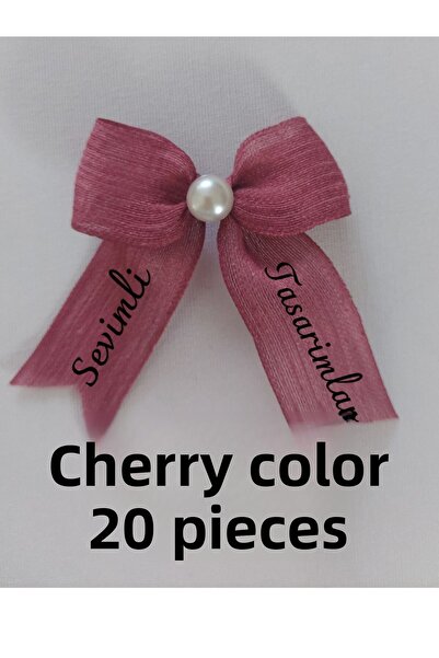 SEVİMLİ TASARİMLAR Ready Bow Pearl Detailed Naples Linen Ribbon (20 Pcs)