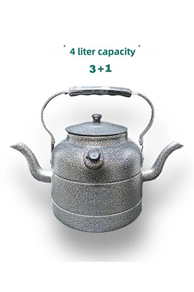 qpazar Double Sided Aluminum Ottoman Love Teapot 4 Liters Gray (3 1) 24