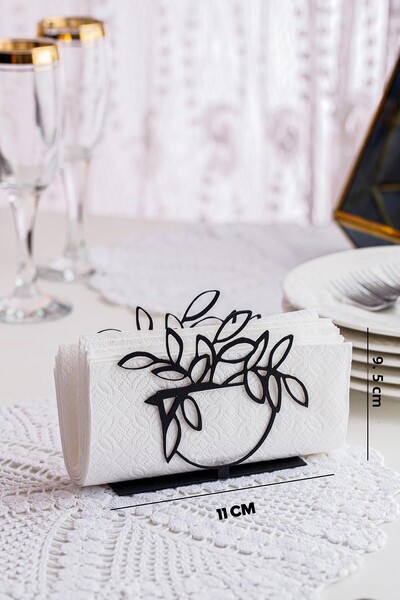 Doreline Flower Motif Desktop Decorative Napkin Holder Towel Holder Black (dimension: 11 X 9.5)