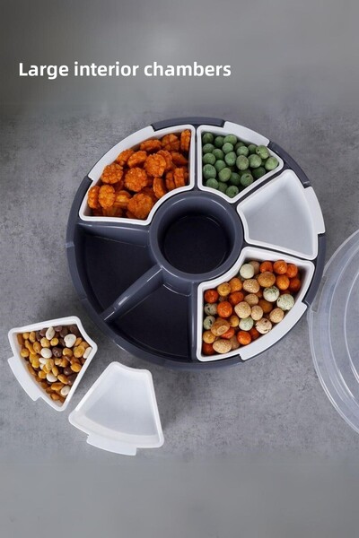 grimorlife 7 Compartment Covered Breakfast Presentation Storage Container Set |   Breakfast Set - Gray Color