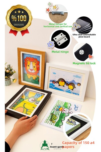 AVANGART ATÖLYE إطار رسم فني قابل للطي مقاس A4 أسود للأطفال