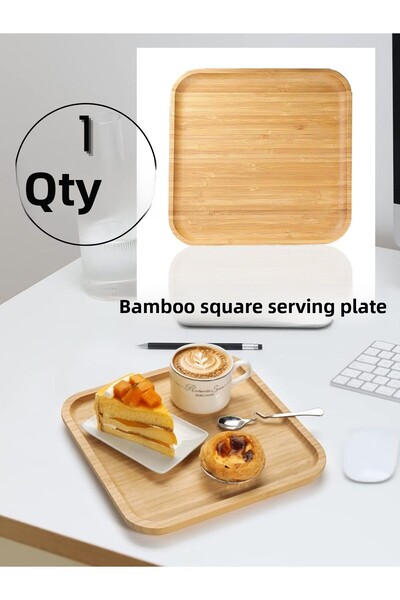 ERKUGO Bamboo Square Serving Plate - 1 Piece, Serving Set (20x20 Cm)
