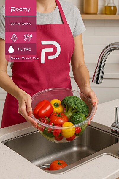 Poomy Transparent 7 Liter Basin Vegetable Fruit Washing Container Basin