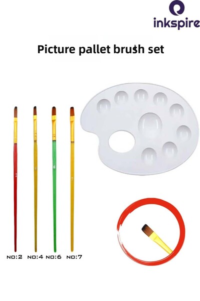 inkspire 1 палитра за рисуване и 4 четки за рисуване - комплект акрилни бои з...