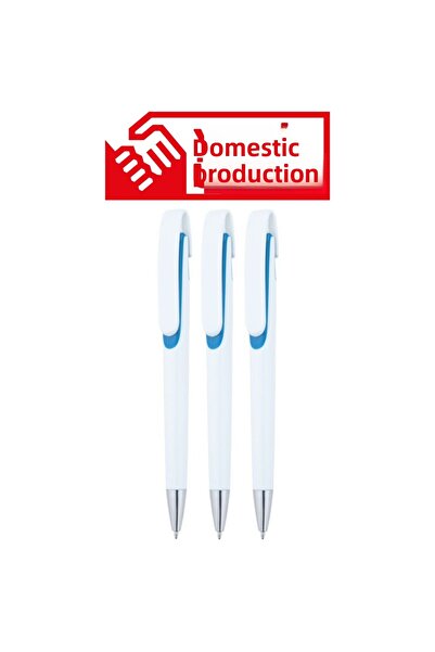 KALE PROMOSYON Plastic Ballpoint Pen 100Pcs Press Ballpoint Pen School Busine...