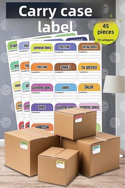 t tuğset etiket 45 buc. Cutie de mutare adeziva - Stick pentru depozitare acasa si consumabile de mutare