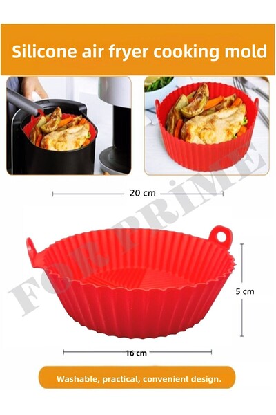 For Prime مقلاة هوائية مقلاة سيليكون قالب خبز 20 سم × 5 سم أحمر