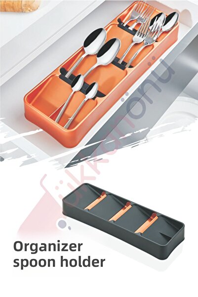 Dükkanönü Organizator pentru tacâmuri cu 4 compartimente dublă culoare - alb-...