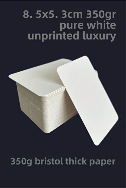 Örün Matbaa 100 Pieces 400 Gr Oval Cut Pure White Unprinted Card 5.3X8.5 cm Blank Uncoated Flashcard Business Card