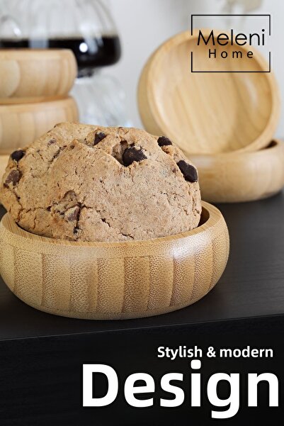 Meleni Home 10 Pieces Round Bamboo Snack Bowl - 9 cm Turkish Delight Bowl Presentation Bowl Bamboo