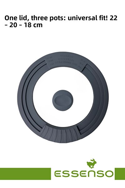 esenso Essenso Universal Strainer Glass Lid with Silicone Edge 18.20.22 Cm