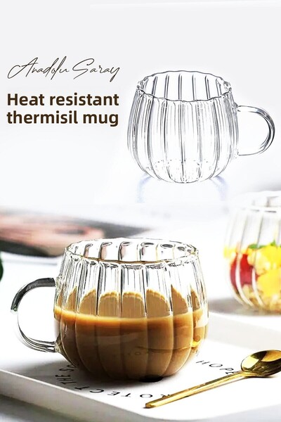 Anadolu Saray Çarşısı كوب زجاجي مقاوم للحرارة من البورسليكات الحراري بتصميم خ...