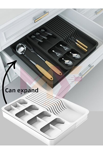 Myend Expandable Drawer Cutlery & Knife Holder, Adjustable Width Cutlery Knif...