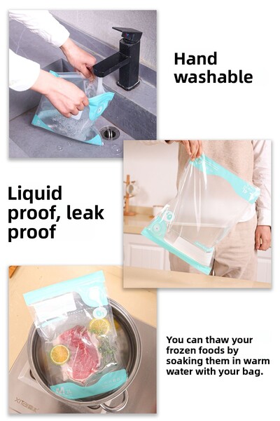 Meleni Home 11 Piece Vacuum Food Storage Bag Set - Ziplock Airproof Vacuum Bag with Vacuum Pump