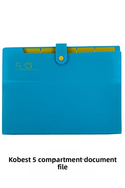 Kobest A4 STRAP 5 COMPARTMENT BRIEFCASE - TURQUOISE - YELLOW