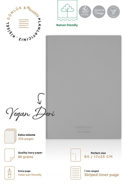 Victoria's Journals Flexible Cover Striped Softtons Notebook - B5 Cream, 128 Yp