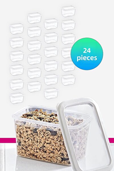 Smartware Set of 24 Scale Rectangular Storage Container White 1210 ml