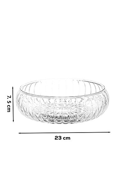 Qerhome Lattice Handmade Large Size Glass Salad Fruit Cookie Pasta Presentation Bowl Transparent 23 cm