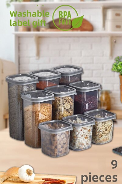Rossel Premium Luxury Smoked 9-Piece Food Storage Container with Label Gift