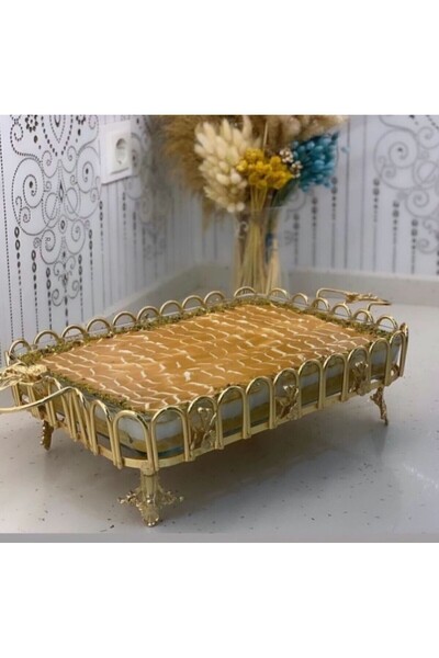 Kardelen Kristal Gold Pyrex Presentation Serving Set