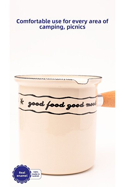 EMAYlab Mood Enamel Wooden Handle Coffee Pot (500ml-6 People)