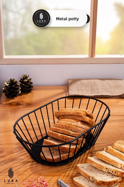 Skygo Black Metal Bread Box Basket – Stylish and Durable Bread Bowl for Your Tableways 32 X 10 cm