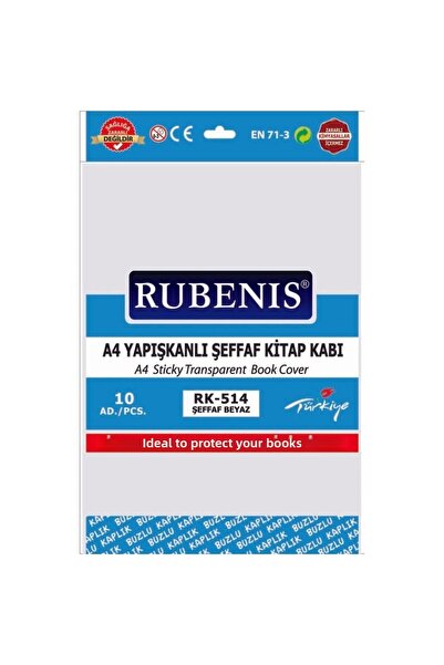 Rubenis حاوية كتب شفافة مقاس A4 باللون الأبيض - لاصقة