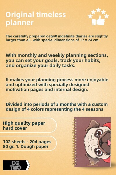 OGTWO Премиум качество 17x24 см седмичен и дневен планиращ календар със стикери