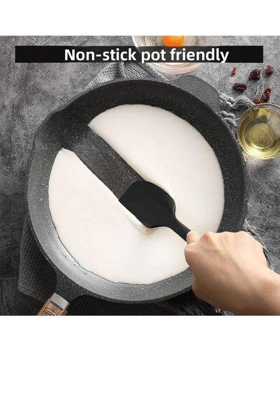 viarella Silicone Spatula Set Black Large Size Fireproof Non-Stick Non-Scratch