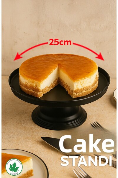 linmetal Freesia Footed Presentation Plate - Black Cake Presentation Plate with Metal Legs