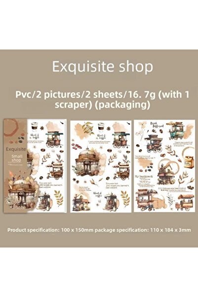 Onwize قطعتان من ملصقات القهوة لسجل القصاصات - مجموعة ملصقات طباعة النقل